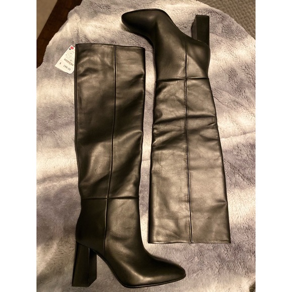 ZARA LEATHER KNEE HIGH HEEL BOOTS - SOLD OUT - Picture 8 of 9